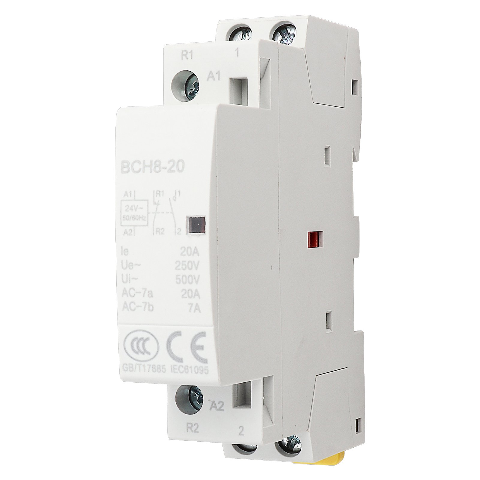 Ac-haushaltsschütz 2p 20a, Din-schienenmontage 1ö 1ö (24v)