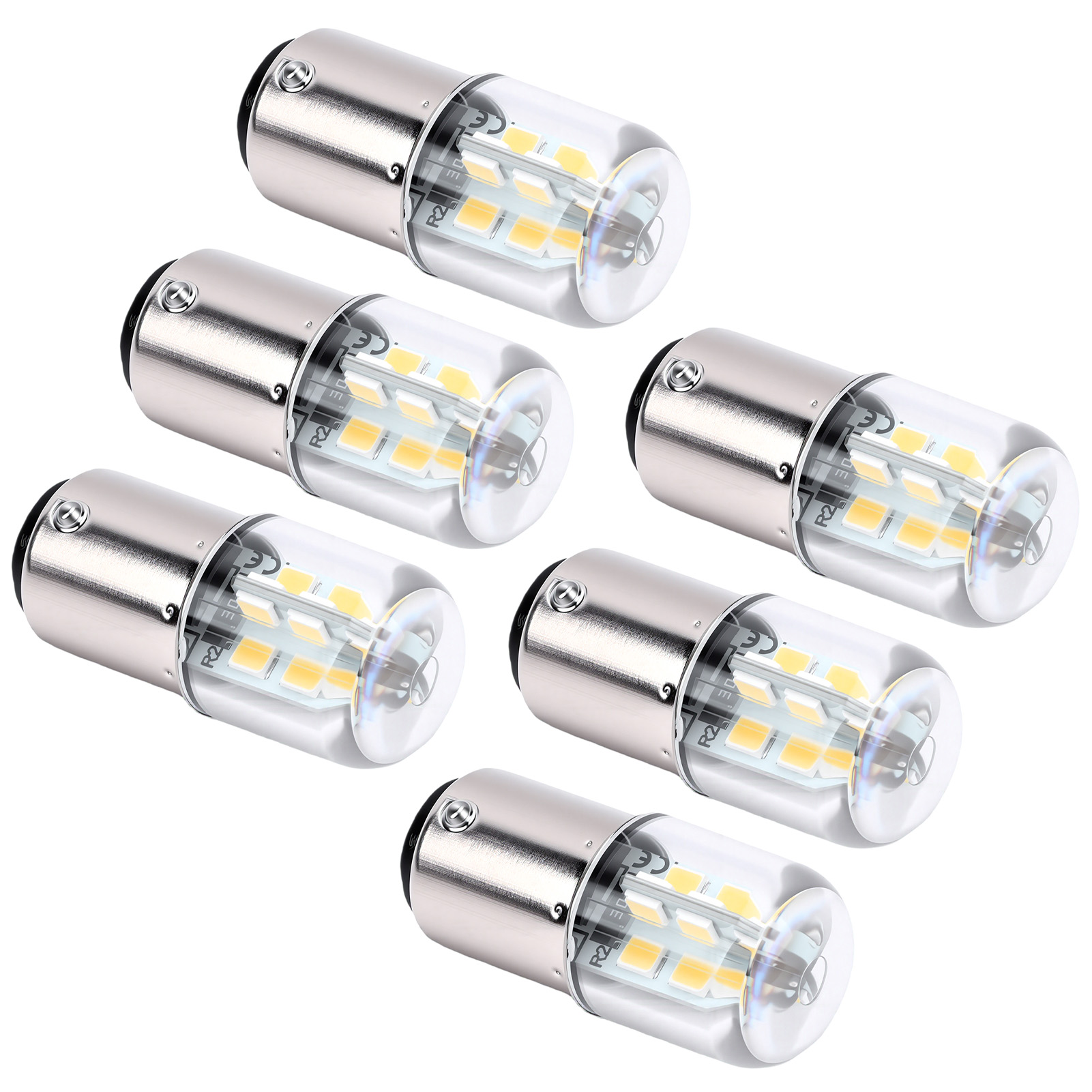 6 Ba15d Marinelampen Für Boote, 3w, 300lm, Dimmbar, 24 Smd 2835 Leds, Navigationslichtlampen Für Nähmaschinen, Warmes Licht 2700k Bis 3000k.
