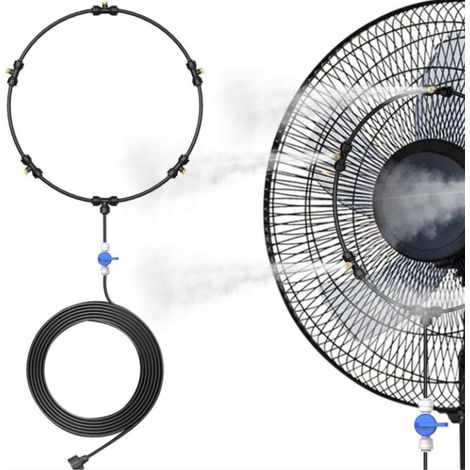 Ymyny Nebelkühlsystem 15 M Mit 15 Messingnebel Düsen Und Messingadapter (3/4 Zoll) Für Terrassenbewässerung, Garten, Gewächshaus