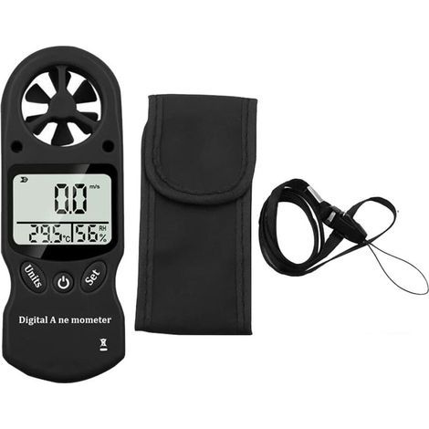 Hygrometer, Treibhaus-thermometer, Gartenthermometer, Digitales Lcd-anemometer Windgeschwindigkeitsmesser Temperatur-feuchtigkeitsmesser Schwarz