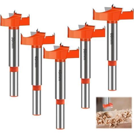 5 Stück Holzbohrer, 30/40/45/50/60 Mm Hartmetall-holzfräser, Holzbohrer Mit Rundschaft, Bohrersatz, Drill Bits, Für Dekoration Von Schubladen, Möbel Und Diy (rot)