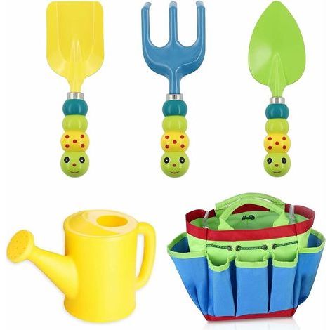 Noel Gartenwerkzeug-set, 5-teiliges Spielzeug-gartenset Für Kinder Mit Gießkanne, Schaufel, Tasche, Rechen, Kindergartengeräte-kit Als Geschenk Für Babys Und Vorschulkinder