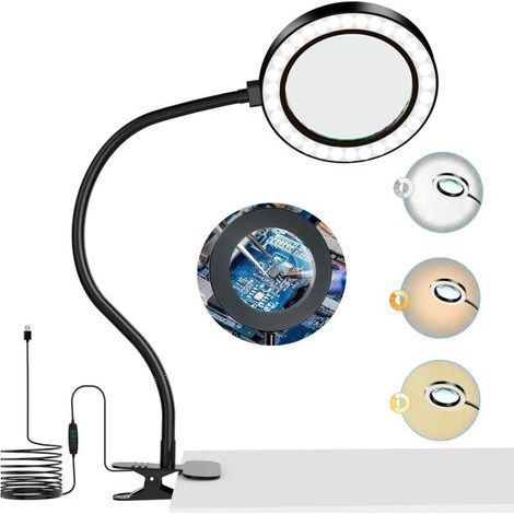 Vergrößerungslampe, Vergrößerungsglas Mit Variabler Intensität, Licht Und Ständer, 3 Modi, Helligkeit Vergrößerungslampe
