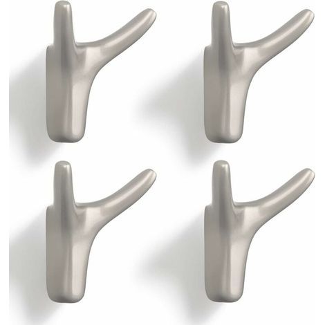 Double Crochet Wandgarderobe, Robuste Türhaken Aus Massiver Zinklegierung, Garderobenhaken Für Eingang, Schlafzimmer, Wohnzimmer, Küche, Schrauben Inklusive (perl-nickel, 4 Stück)