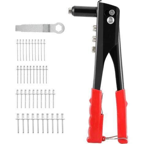 Nietwerkzeug-set, Professioneller Pop-nieter Mit 4 Düsenaufsätzen, 4-in-1 Handnietgerät-set Mit 100 Nieten