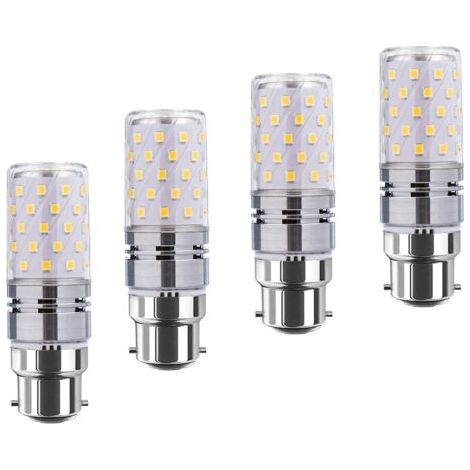 Led B22 Maisbirnen, 12w, Entspricht 100w Glühbirne, 1200lm, Warmweiß 3000k, Kerzenleuchter-glühbirnen, Dekorative Kerzenform, Sockel B22, Nicht Dimmbare Led-lampe, 4er-pack [energieeffizienzklasse A+]