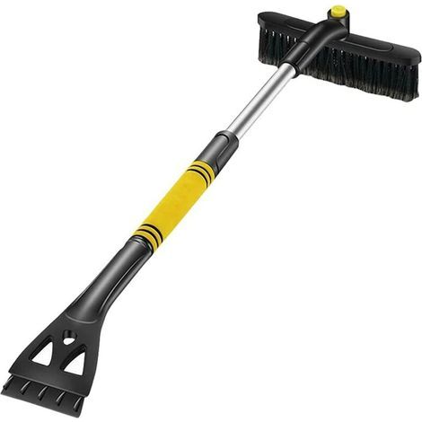 3-in-1 Einziehbarer Schneeschieber, Pvc, Drehbar, Abnehmbar, 64-80 Cm, Schwarz/gelb