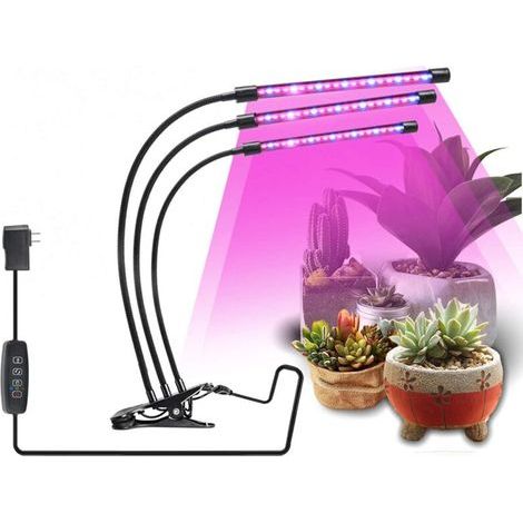 Pflanzenwachstumsleuchte, 27w Wachstumslicht Mit 3 Köpfen, 57 Leds, 360° Pflanzenbeleuchtung Mit Timer (3/9/12 Std.), 3 Schaltmodi, Für Keimung, Sämlinge Und Blütephase Von Pflanzen