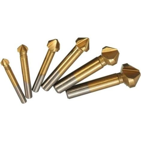6-teiliges 90°-fräser-set, Hss-fräser Mit Titanbeschichtung, Ø 6,3–20,5 Mm, Anschnittfräser Für Kantenbearbeitung, Enthält Reibahle