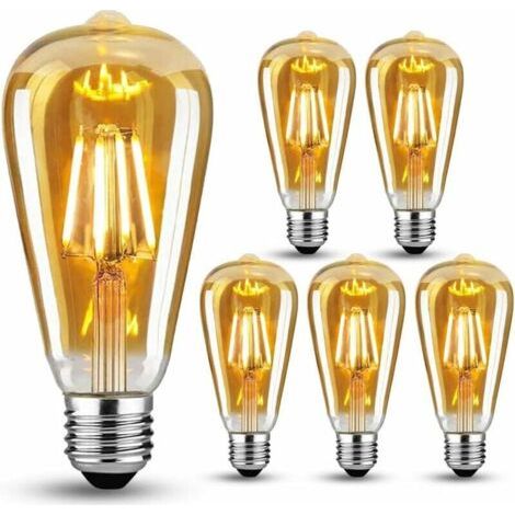 6er-set Glühlampen Edison Vintage E27, 4 W, Warmweiß