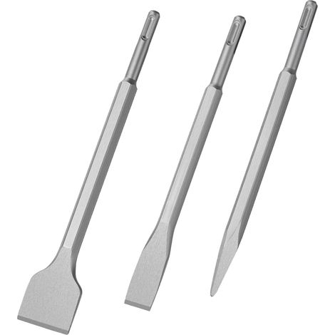 Burins Sds Plus, 3er-set (großer Meißel, Flacher Meißel, Spitzmeißel) Für Leichte Bohrmaschinen Und Schlagbohrhämmer, Standardarbeiten In Beton, Fliesen Und Mauerwerk