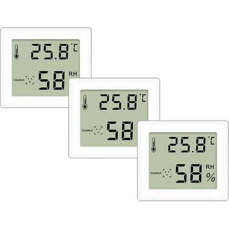 3er-set Thermo-hygrometer, Ultraflaches Thermometer Und Hygrometer, Digitales Hygrometer, Innenthermometer Für Die Vertikale Oder Wandmontierte Aufstellung Im Innenbereich