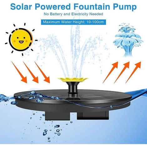 Fontaine Solaire Flottante, Pompe Solaire Pour Bassin Avec Buses, Mini-fontaine 1,4 W, Décoration De Jardin, Fontaine Ronde Pour Oiseaux, Poissons, Piscine, Bassin (noir)