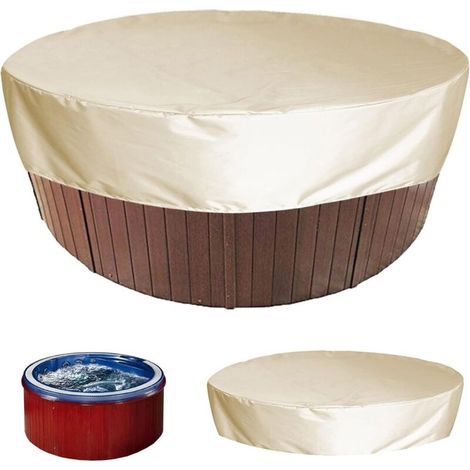 Runde Whirlpool-abdeckung Für Außenbereich, Staubdichte, Wasserdichte Und Uv-beständige Schutzhülle Für Pool, Gartenmöbel Und Spa – Beige (160 X 90 Cm)