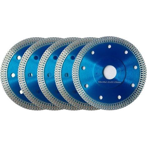 Diamant-trennscheibe 115 Mm, 5er-pack, Ø115 X 1,2 Mm X 22,23 Mm, Für Winkelschleifer, Zum Schneiden Von Porzellan, Fliesen, Granit, Marmor, Keramik Und Stahlbeton, Blau