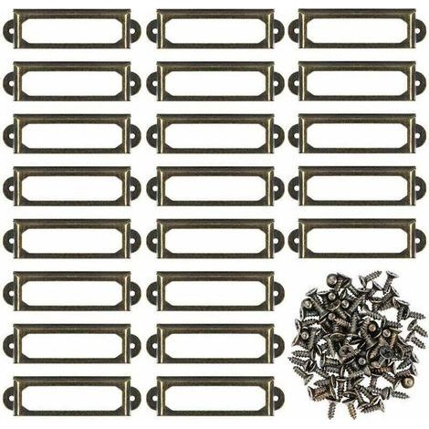 Satz Mit 50 Metall-etikettenhaltern Für Möbel, Schubladen, Schränke, Karten, Namensschilder, Rahmen Mit Schrauben Für Büro, Bibliothek, Regale Bronze (s 59 X 17 Mm)-fei Yu