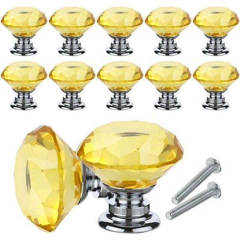 10 Stück Kristall-möbelknöpfe, Diamant-kristall-griffe, 30 Mm Türknöpfe Für Möbel, Schubladen Und Schränke Mit Schrauben Für Zuhause, Büro, Kommode, Küche Und Mehr (gelb)