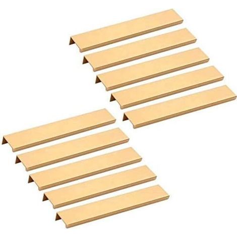 10 Stück Unsichtbare Möbelgriffe - Gold Küchenschrankgriff Schubladengriff 160mm