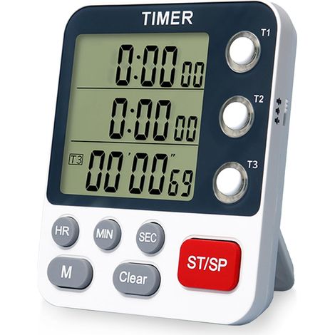 Digitale Küchenzeitschaltuhr Mit Drei Kanälen, Magnetischer Uhr, Speicherfunktion, Lcd-anzeige Und Einstellbarer Lautstärke – Ideal Für Küche, Schule, Büro, Sport Und Hautpflege