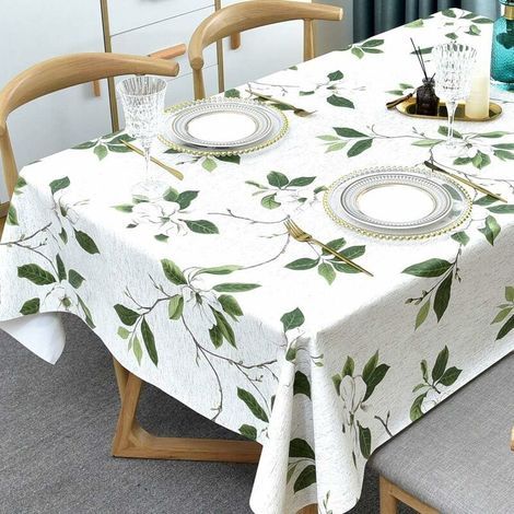 Waschbare Pvc-kunststoff-tischdecke. Wasserdichter Rechteckiger Tischschutz Für Küche, Picknick, Außen- Und Innenbereich (137 X 180 Cm, Grünes Blatt)