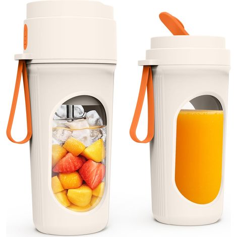 Tragbarer Elektrischer Mixer 21000 U/min, 450ml Smoothie Mixer Mit 12 Klingen, Inklusive Becher Für Küche, Fitnessstudio, Büro (orange)