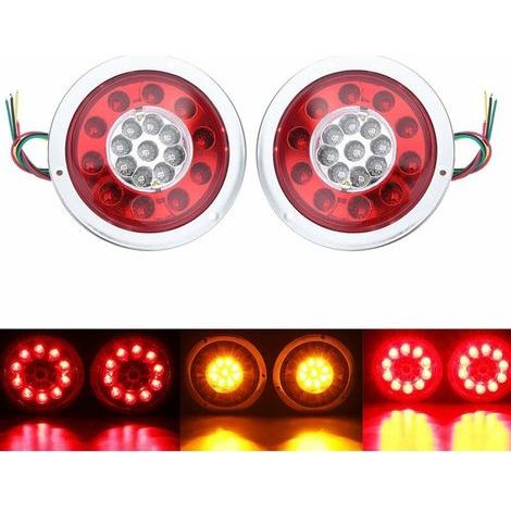 2er-set Runde Led-rückleuchten – Amber Und Rot – Wasserdichte Blinker 10–30 V – Lebensdauer 500.000 Stunden – Für Anhänger Und Lkw