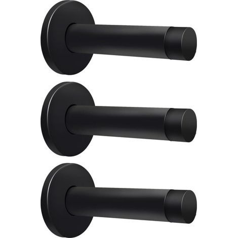 Ein 3er-set Wandmontierter Türstopper Aus Edelstahl 304 Mit Gummipuffern, Geeignet Für Fußleisten Und Türklinken, Geräuschreduzierend, Schwarz.