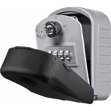 Sicherer Schlüsselsafe [neue Generation] Großer Außenschlüsselsafe Mit 4-stelligem Code & Notschlüsseln, Wasserdicht Und Rostfrei, Wandmontierbarer Schlüsselsafe Für Schule, Büro, Fabrik (schwarz)