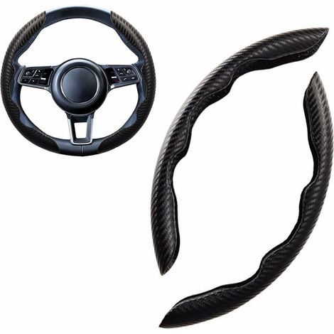 Sport-lenkradabdeckung Auto Runde Form & D Universal Wildleder/kohlefaser Modisch Lenkradbezug Auto Segmentiert Atmungsaktiv Rutschfest 38cm(15 Zoll)