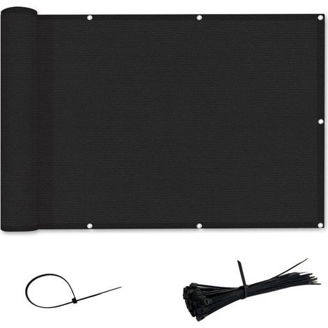 Ineasicer Sichtschutz Und Sonnenschutz Für Balkon, Hdpe - Uv-beständig, Reiß- Und Kratzfest (0,9x3m, Schwarz)