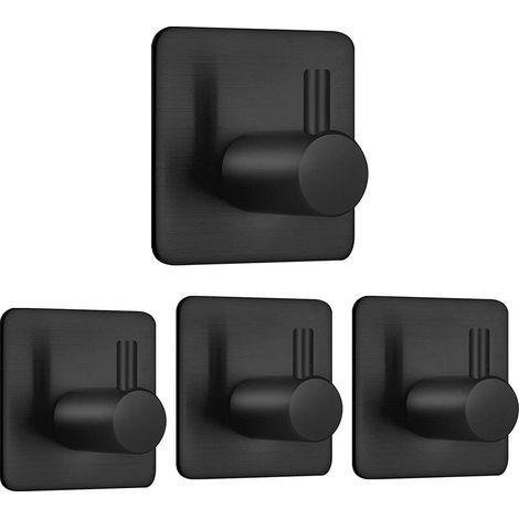 4er-set Selbstklebende Handtuchhaken Aus Edelstahl Von 3m, Ohne Bohren, Rostfrei, Ideal Für Badezimmer, Wc, Küche Und Büro, Schwarz.