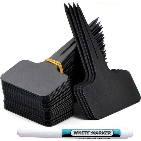 100 Stück Gartenetiketten Aus Kunststoff Für Draußen, T-förmige Pflanzenmarker, Wiederverwendbare Beschriftung Mit Wasserfestem Stift Und Zubehör (schwarz)