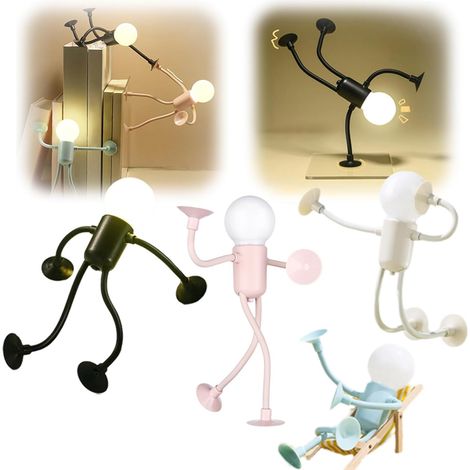 Lustige, Formveränderliche Sport-nachtlampe, Diy-form-nachtlampen, Niedliche Glühbirne Für Zuhause, Faltbare Schreibtischlampe Mit Saugnapf, Deko-ornamente Zur Stressreduzierung. (4 Stück)