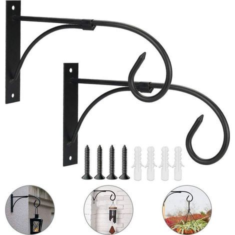 2 Stück Häkelhaken Aus Schmiedeeisen, Aufhängung Für Hängende Pflanzen, Rostfreie Wandhaken Zum Schrauben Mit Expansionsdübel, Wandhaken Für Pflanzen Im Garten, Vogelfutterhaus, Pflanzer, Laterne