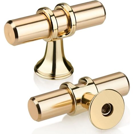 10er Set Goldene T-knopf Schubladengriffe, Moderne Elegante Goldene Möbelgriffe Aus Zinklegierung Mit Einzelloch Für Küchenschränke, Türen, Schränke In Küche, Bad, Schlafzimmer, Büro, Inklusive Schrau