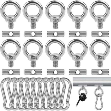 10er-set 6-mm-vordach-schienenstopper Mit 10 Karabinern, Wohnmobil-vordachhaken Aus Edelstahl 304 Für Beleuchtung, Camping-zubehör-aufhänger, Rohrstopfen