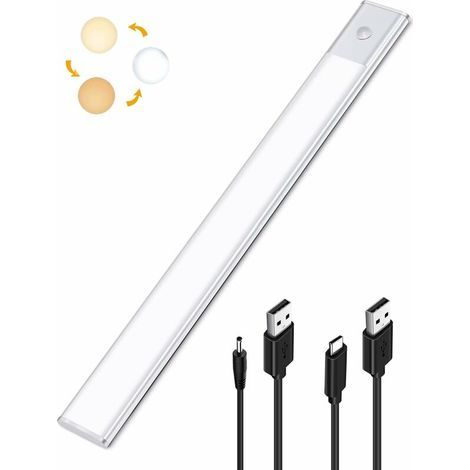 Led-schrankleuchte Mit Bewegungsmelder, 2-in-1 Usb-wiederaufladbare Und 5v Dc-betriebene Led-leiste Für Küche Unter Schränken, 40cm Bewegungslichtleiste Mit Klebestreifen, Kabellose Led-stange