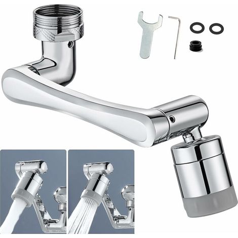 1080° Schwenkbarer Wasserhahn-luftsprudler Aus Messing, 2 Modi Einstellbar, Küchenarmatur-filter Mit Düsenaufsatz Und Adapter – Für Armaturen Mit Außengewinde M22 Oder Innengewinde M24, Sonnig