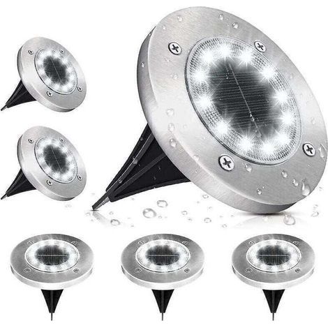 6er-set Solare Außenleuchten Mit 12 Leds, 6000 K Kaltweiß, Wasserdicht Ip65, Einbaubare Led-außenstrahler Für Garten, Terrasse, Rasen Und Hof.