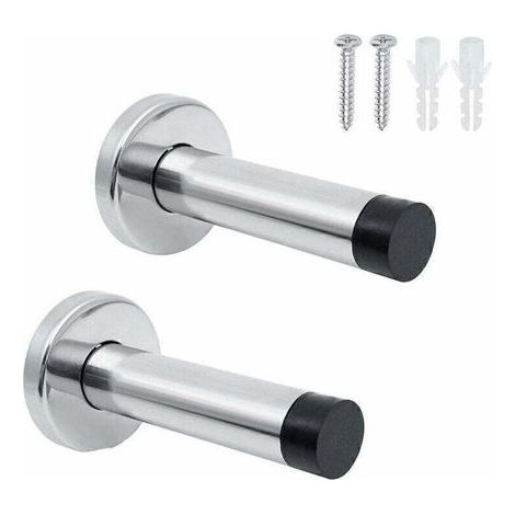 2 Stück Innentürstopper Aus Edelstahl, Schalldämmender Wandtürstopper, Türanschlag Für Die Wand, Geliefert Mit Montageschrauben Und