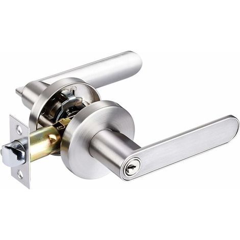 Türhebel-schloss, Aluminiumlegierung Türgriff Für Schlafzimmer, Garderobe, Abstellraum Und Büro, Schlossgröße 60/70 Mm, Rund, Silber