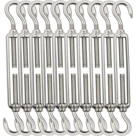 Drahtseilspanner, M5 Drahtseilspanner, Haken-und-haken-seilspanner, 304 Edelstahl Seilspanner - 10 Stück