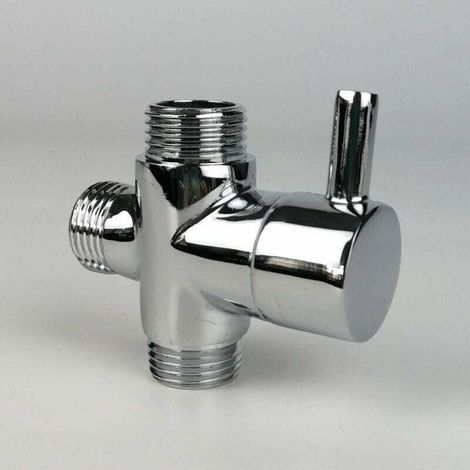 Umschaltventil, Männlich G1/2 Messinghahn T-adapter Chrom Badezimmer Dusche Hahn Zubehör 3-wege-wasserumkehrer Füllventil Männlich