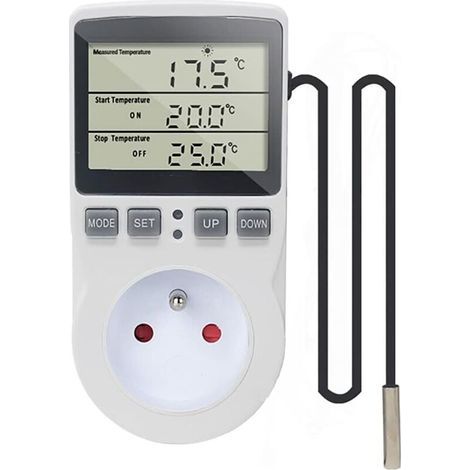 Digitales Temperatur-regler-thermostat Mit Steckdose, 220v, Für Heizung Und Kühlung Mit Sensor, Lcd-temperatursteuerung Für Kühlschrank, Brutkasten, Gewächshaus, Ventilator