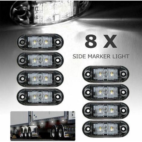 8pcs Led-seitenmarkierungsleuchten, Positionsleuchten Für Vorne, Hinten Und Seitlich, 12 V 24 V Universell Für Anhänger, Lkw, Wohnwagen, Van, Bus, Traktor, Weiß, 12v