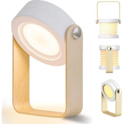 Touch-led-nachttischlampe Mit Dimmbarer Helligkeit, Vintage-schreibtischlampe Mit Holzgriff, 3 Helligkeitsstufen, Tischlampe