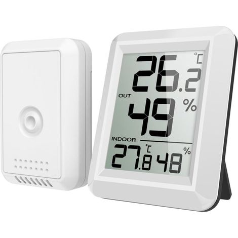 Innens- Und Außenthermometer, Vernetztes Thermometer Mit Drahtlosem Außensensor, Digitales Thermo-hygrometer Mit Großem Lcd-bildschirm, °c/°f-umschalter, Geeignet Für Büro, Zuhause