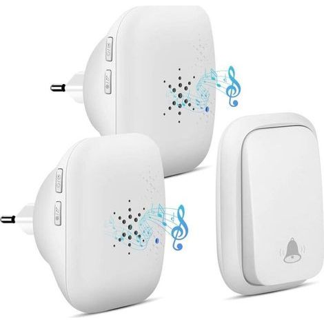 Kabellose Türklingel Für Außen, Ip68 – Wasserdicht, Reichweite 150 M, 36 Klingeltöne, 4 Lautstärkestufen – Sender Und 2 Empfänger Enthalten