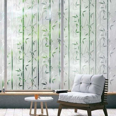 Fensterfolie Occultant, Blickschutz-fensterfolie, Bambusmuster-fensterfolie, Uv-schutz Sichtschutz, Elektrostatische Fensterfolie Ohne Kleber, Dekorative Fensterfolie Für Büro Und Zuhause 45x200cm