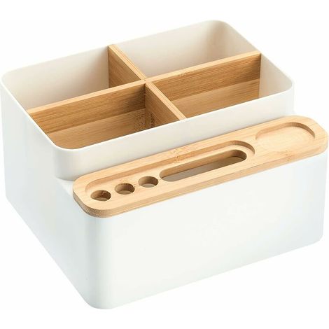 Multifunktionaler Schreibtisch-organizer, Büro-aufbewahrungsbox Aus Kunststoff Und Holz Mit Abnehmbaren Fächern Für Zimmerutensilien